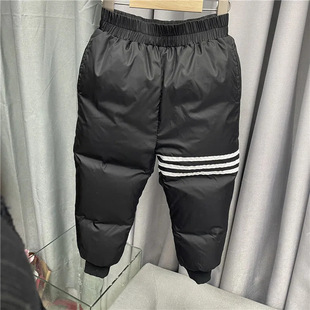 Boys' Down Pants Thickened White Duck Down 2023 Winter New Arrival Zhongda Children's Trousers Girls' High Waist Warm Pants for Outer Wear