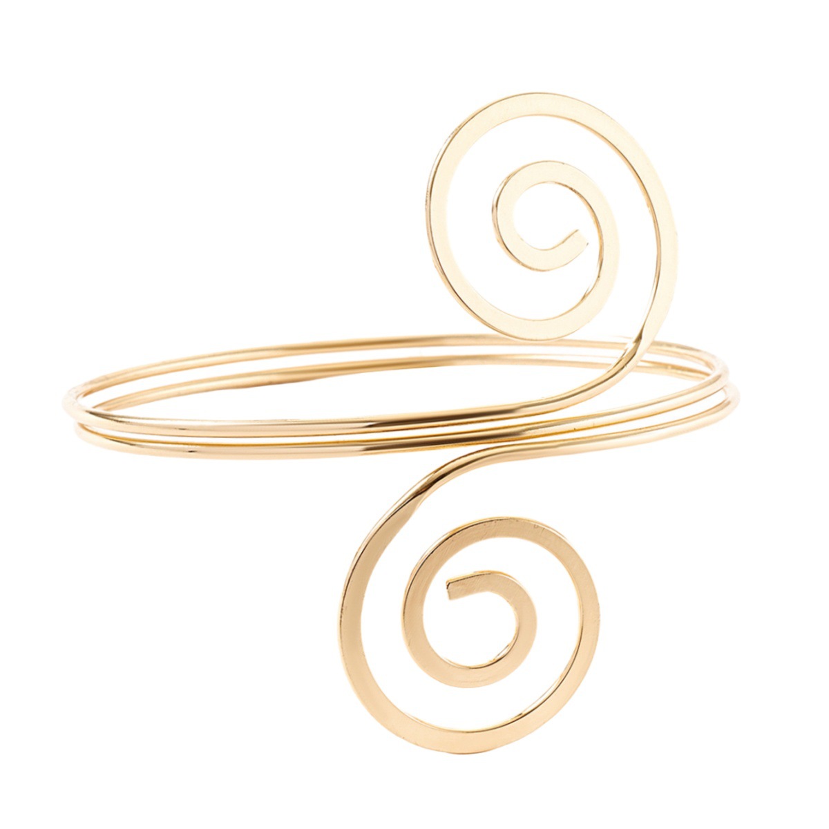Nuevos productos transfronterizos europeos y estadounidenses exagerados pulsera espiral exportación de moda retro enrollamiento brazalete de metal personalidad manguito