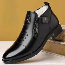 啄木鸟男鞋真皮商务正装皮鞋男士加绒保暖高帮休闲切尔西马丁靴男