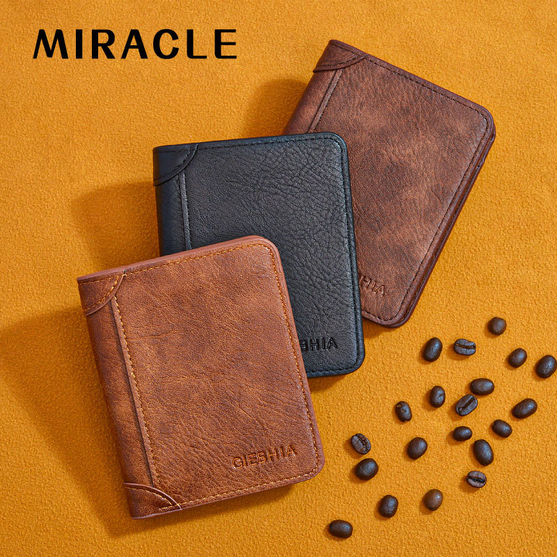 Men's Wallet 2023 New Slim Short Card Holder Trendy Student Multi-functional Driving License Combo Men's Leather Foldable Wallet