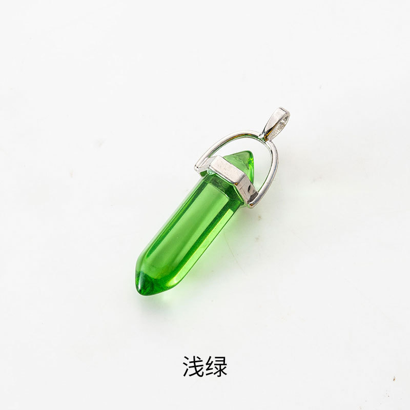 Transfronterizo Amazon colgante hexagonal de cristal sintético bala punta pendulante collar de cristal joyería colgante gemas