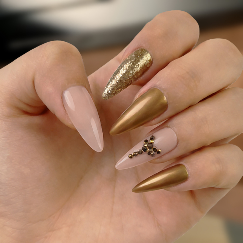 Venta caliente en Europa y América, parche de uñas dulce y fresco con incrustaciones de diamantes, uñas postizas de comercio exterior desmontables, piezas de uñas de uso transfronterizo terminadas image 23