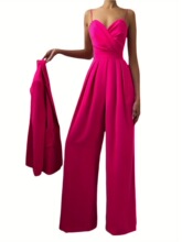 M 28325 European American Sleeves Wide Leg Jumpsuit ����