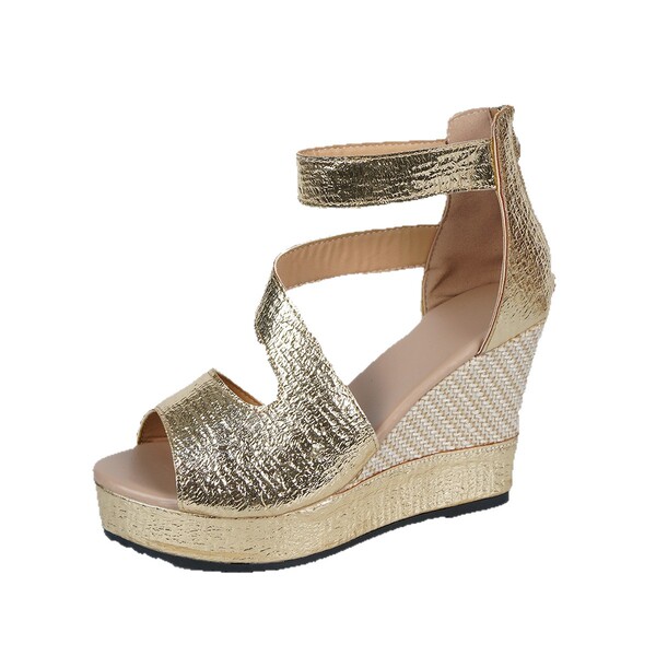 two-tone fashionable sandals wedge heel platform