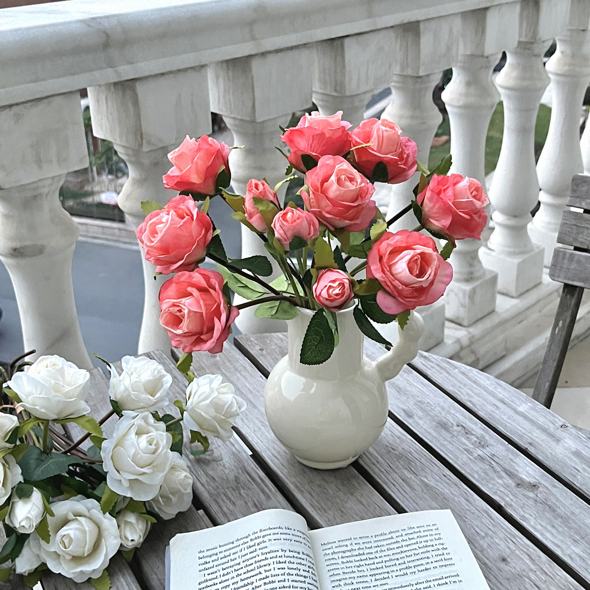 13 mano mano rosa borde de imitación ramo de flores flores secas bordes de rosa decoración de mesa de comedor de la sala de estar fotografía