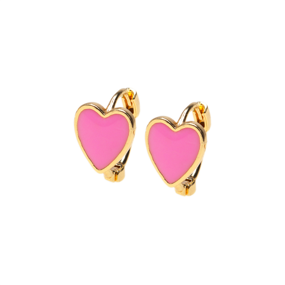 Fashion Dripping Oil Heart-shape Copper Earrings Wholesale display picture 5