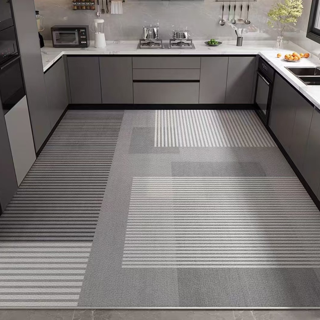 Alfombras transfronterizas se pueden limpiar balcón impermeable alfombras de cuero de cocina alfombras de PVC a prueba de aceite sin lavado