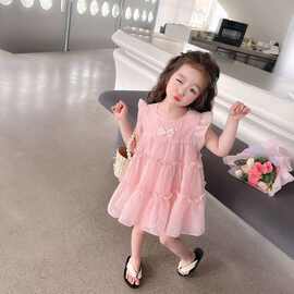 女童连衣裙夏季休闲新款网红洋气儿童装时髦女孩宝宝夏装公主裙子