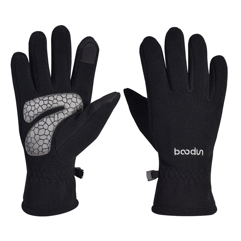 Gants de cyclisme d'extérieur Boodun 1218 à écran tactile, longs doigts, épais, en silicone, brodés, chauds, pour la conduite_voghion.com