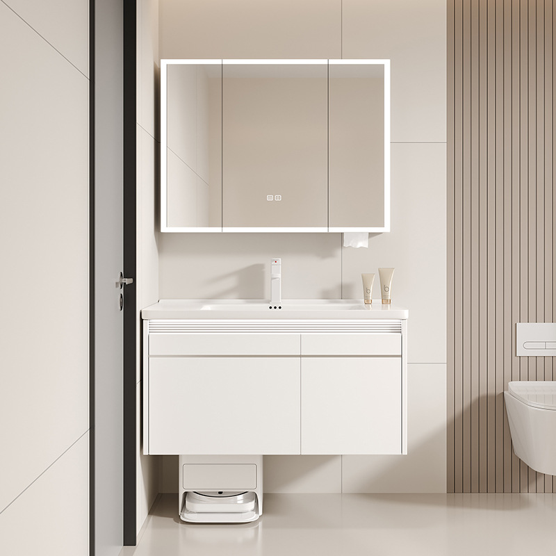 Estación base de robot de barrido de suelo almacena paneles de abeja gabinete de baño combinado cerámico todo en uno lavabo de mano gabinete lavabo mesa de lavado
