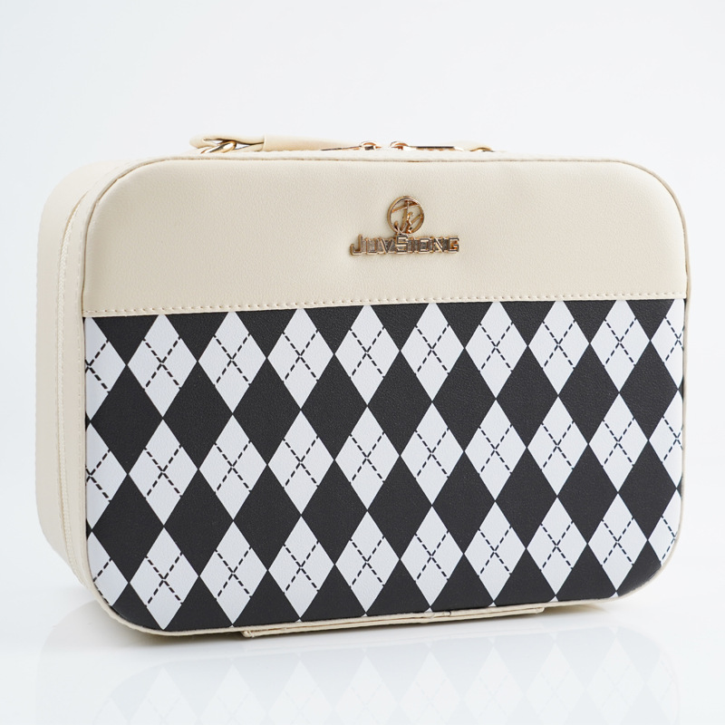 2024 nueva caja de cosméticos de alto valor caja de almacenamiento de cosméticos de gran capacidad caja de mano de regalo de cuero de PU