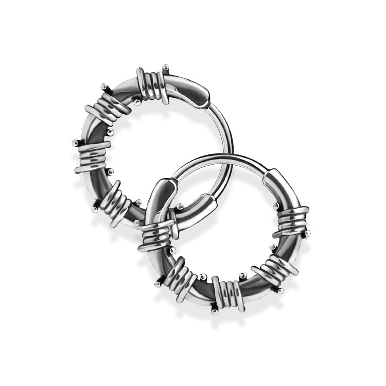 Pendientes de hombre en acero inoxidable con estilo de ratán_voghion.com