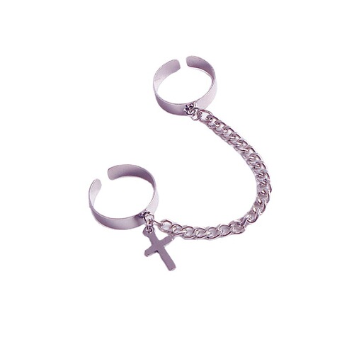 Korean ins Internet celebrity disco chain cross combination ring female punk hip-hop one-piece ring male fashion
