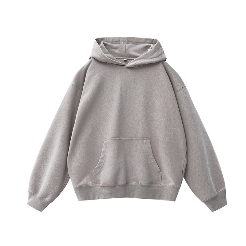 400g distressed brushed hoodie smoke gray