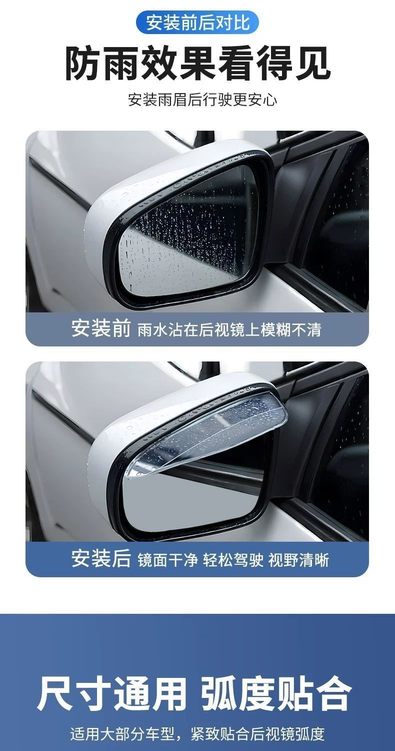 Rearview mirror rain shield, car rain protection device, reflector, rearview mirror rain and sun protection integrated panel, new type rain shield
