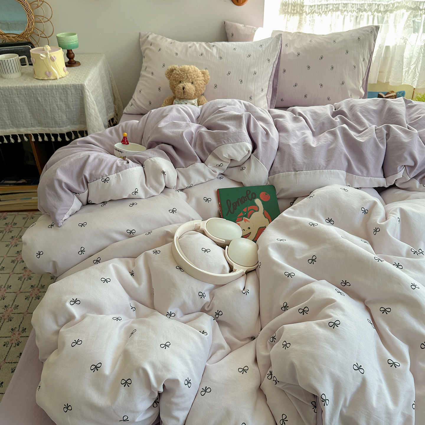 Madre y bebé de clase A dormir desnudo ultra suave cuatro piezas de algodón puro inswind sábanas cubierta de cama de dormitorio de algodón tres piezas de cama