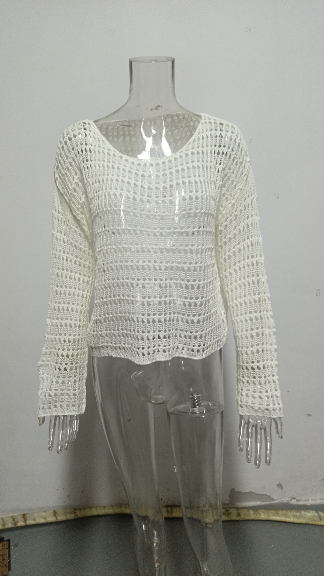 Round Neck Neckline Comfort Function Women's Vacation Simple Style Solid Color Hollow Out Cover Ups