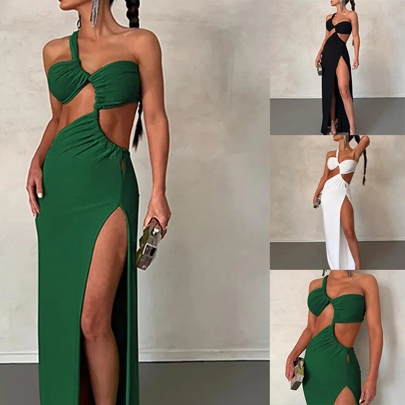 Neue Damenmode für Frühling 2026, grenzüberschreitende europäische und amerikanische Kleider, modische, trendige One-Shoulder-Kleider_voghion.com