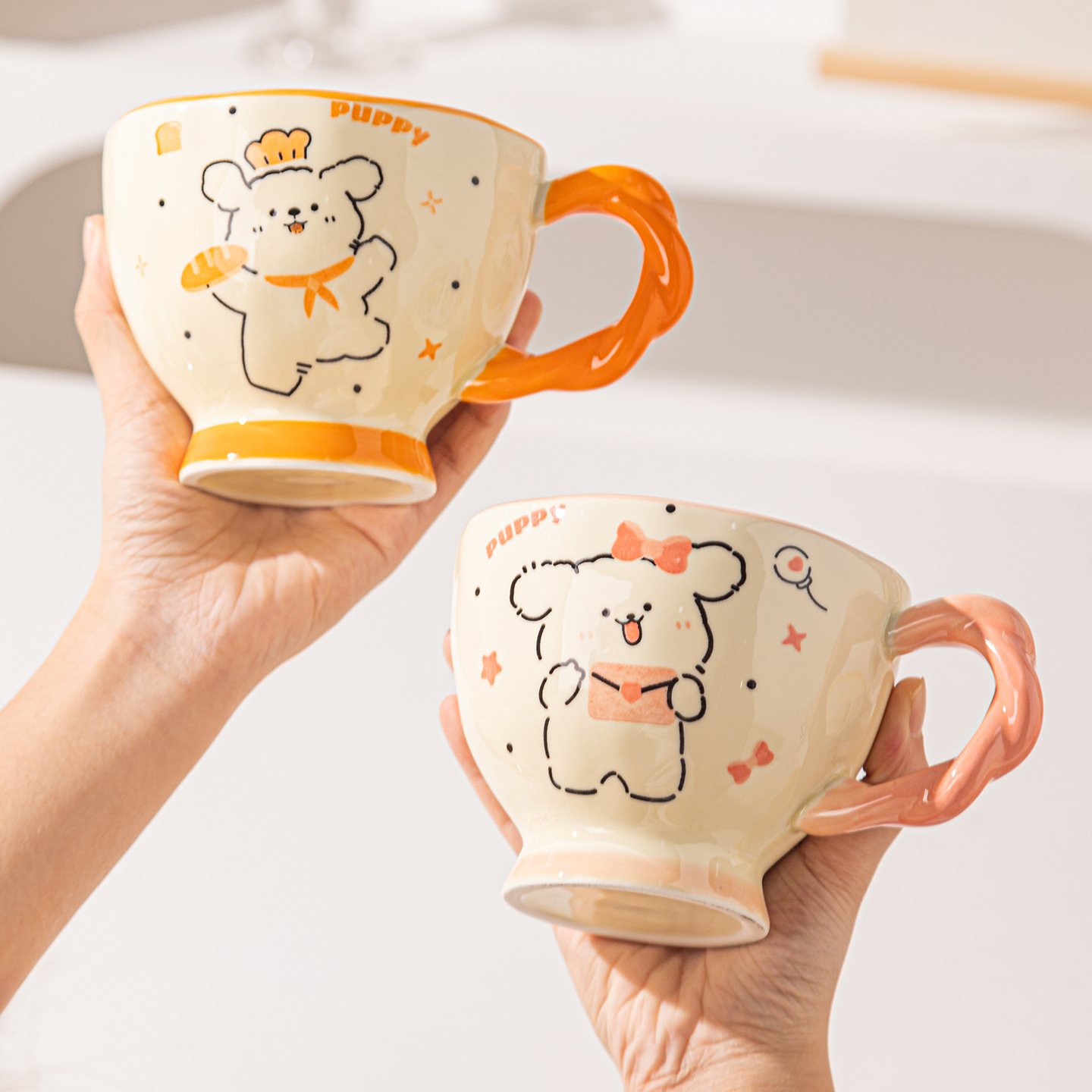 Tazas de cerámica de caricatura para parejas tazas de café tazas de desayuno regalo lindas tazas de marca caseras tazas de agua caja de regalo