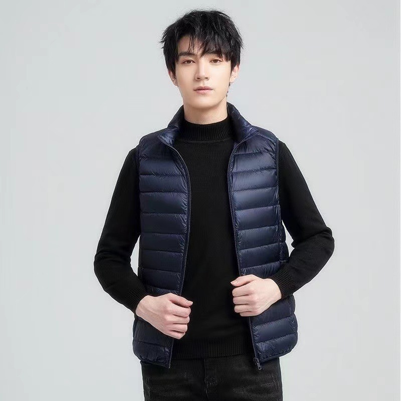 Comercio exterior 2023 otoño y invierno ligero con chaleco de algodón de lana para hombres Casual sin mangas de algodón de collar de hombro chaleco de caballo clip