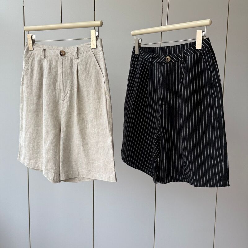 High Mountain Rain Dew Linen with a Polished Finish! High-Waisted, Lightweight, Comfortable, Loose-Fitting, Slimming Five-Point Pants for Women, New for Summer High Mountain Rain Dew Linen with a Polished Finish! High-Waisted, Lightweight, Comfortable, Loose-Fitting, Slimming Five-Point Pants for Women, New for Summer