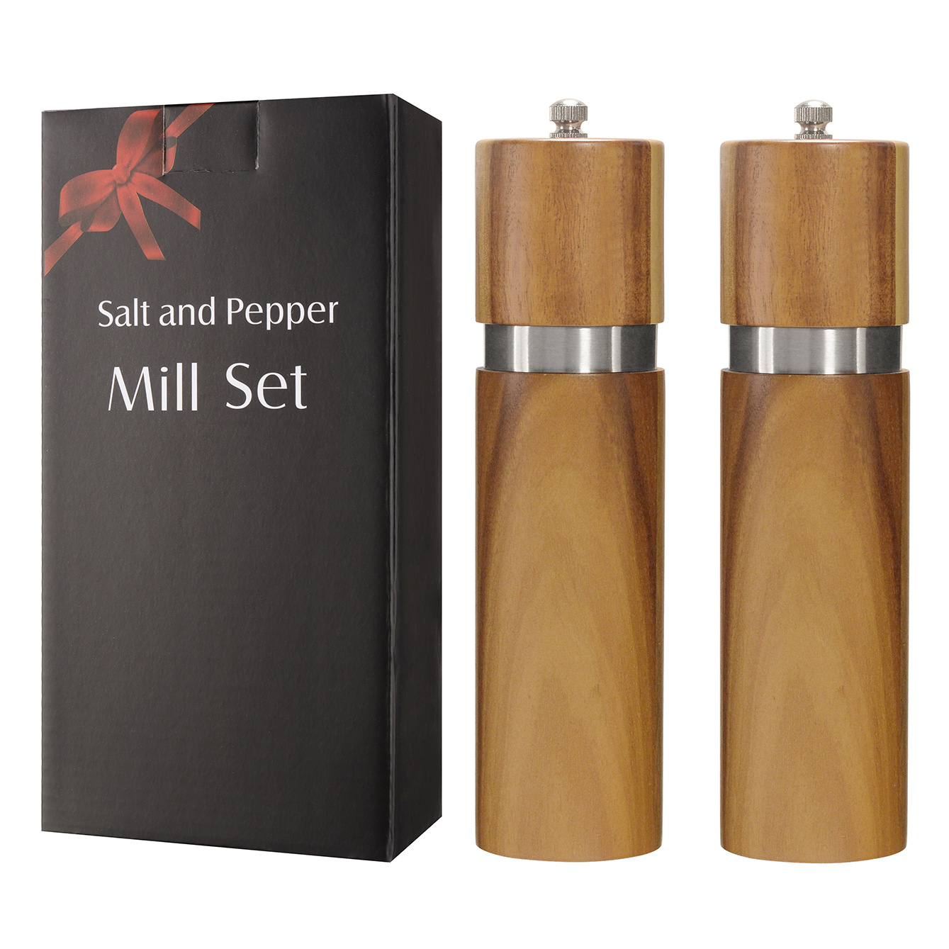 Molino de pimienta de madera Molino de sal de pimienta de madera Molino de pimienta manual Molino de sal de mar de pimienta ajustable