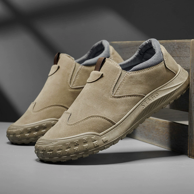 2024 Весенний взрыв Низкополосные водонепроницаемые кожаные сапоги для мужчин на открытом воздухе нескользящая износостойкая повседневная рабочая обувь для защиты труда мужская обувь