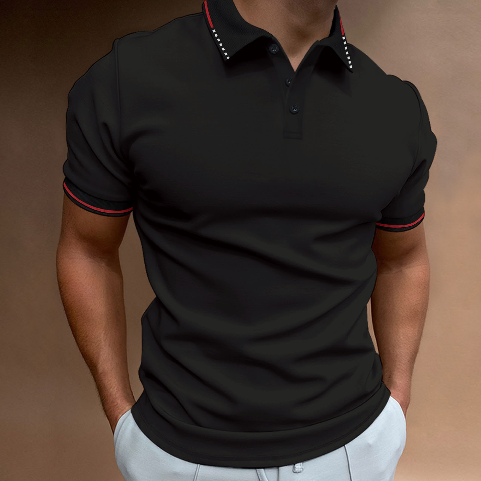 New Men's Casual Threaded Polo Shirt_voghion.com