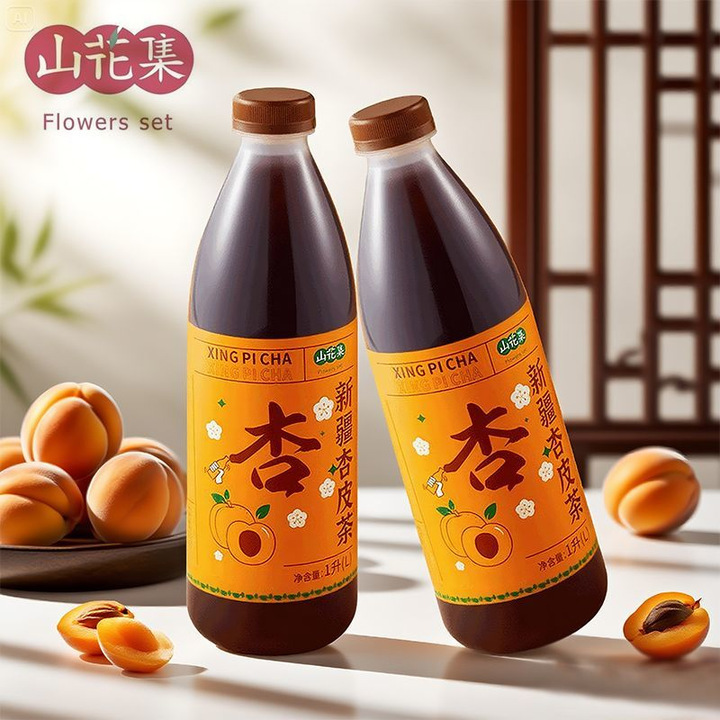 Shanhua Collection Xinjiang Apricot Peel Tea 300ml*6 Bottles of Dried Fruit Juice Drink Made Using Traditional Methods, Original Flavor, Gift Box