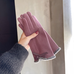 戸外騎行防風保温徳絨毛全指加パイル手袋蝶ネクタイ冬手袋女性新韓版卸売り