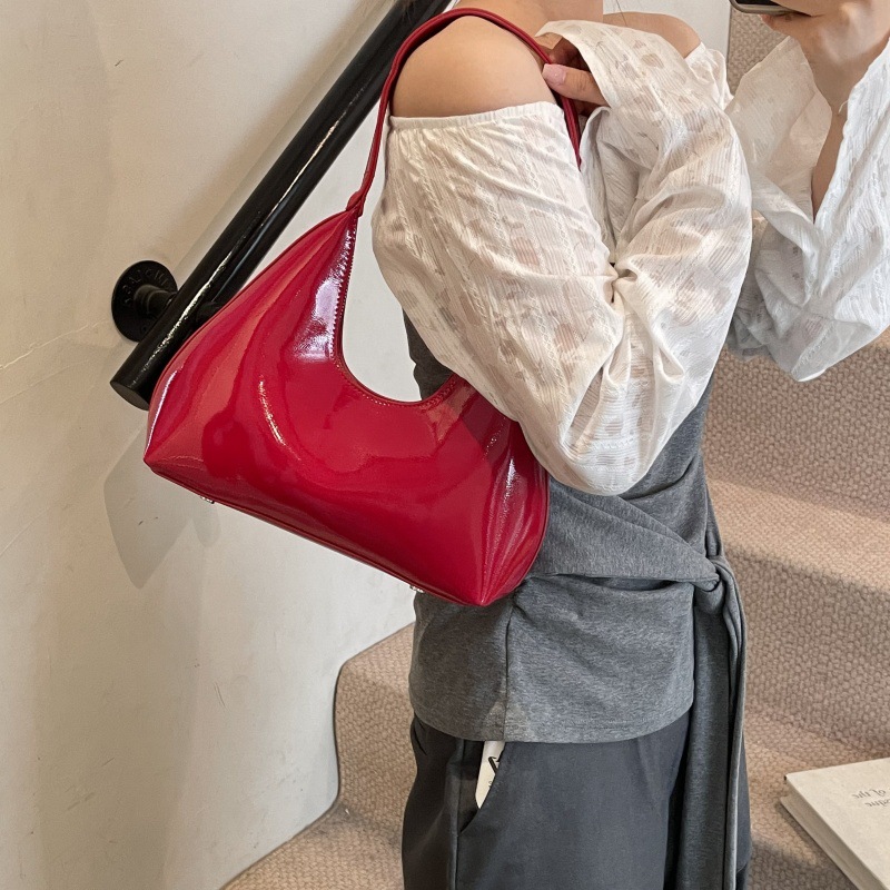 Bolso de axila con textura transfronteriza 2025 primavera nuevo bolso femenino bolso de alta calidad brillante bolso de hombro diario