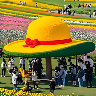 Simulated Animal and Plant Sculpture Ornaments, Park Square Hat Decoration, Outdoor Straw Green Sculpture Ornaments
