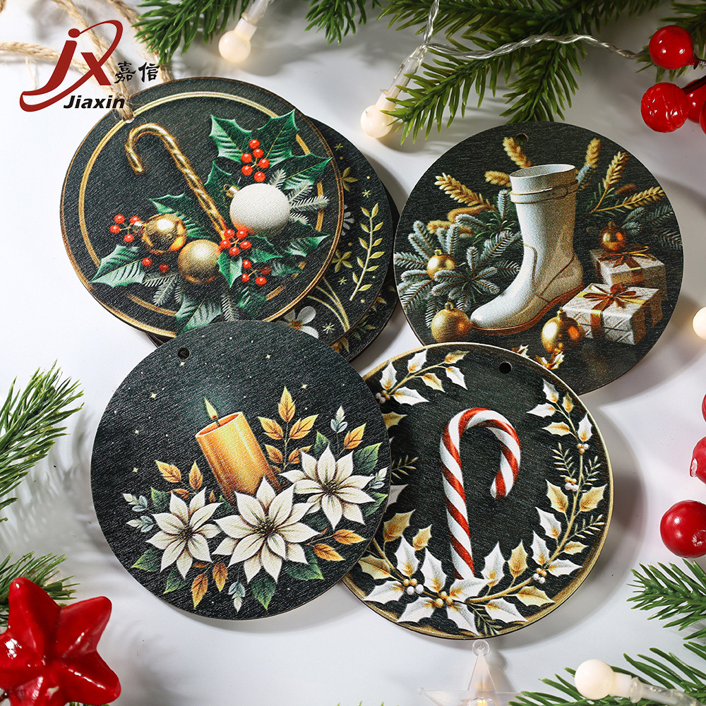 Cross-border new product wood chip hanging ornaments Christmas party…