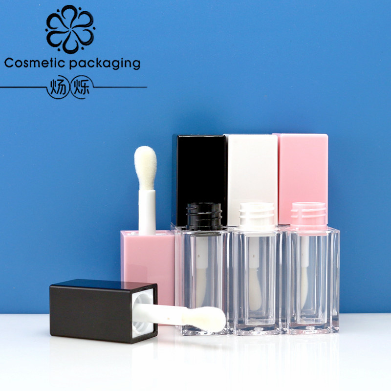 En stock gran cabeza de algodón cuadrado tubo de brillo de labios tubo vacío tubo de esmalte de labios 5ml material de embalaje cosmético fábrica al por mayor de cosméticos