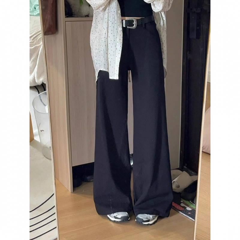大码高级感bf慵懒风西装裤女夏季显瘦垂感休闲裤小个子阔腿拖地裤|undefined