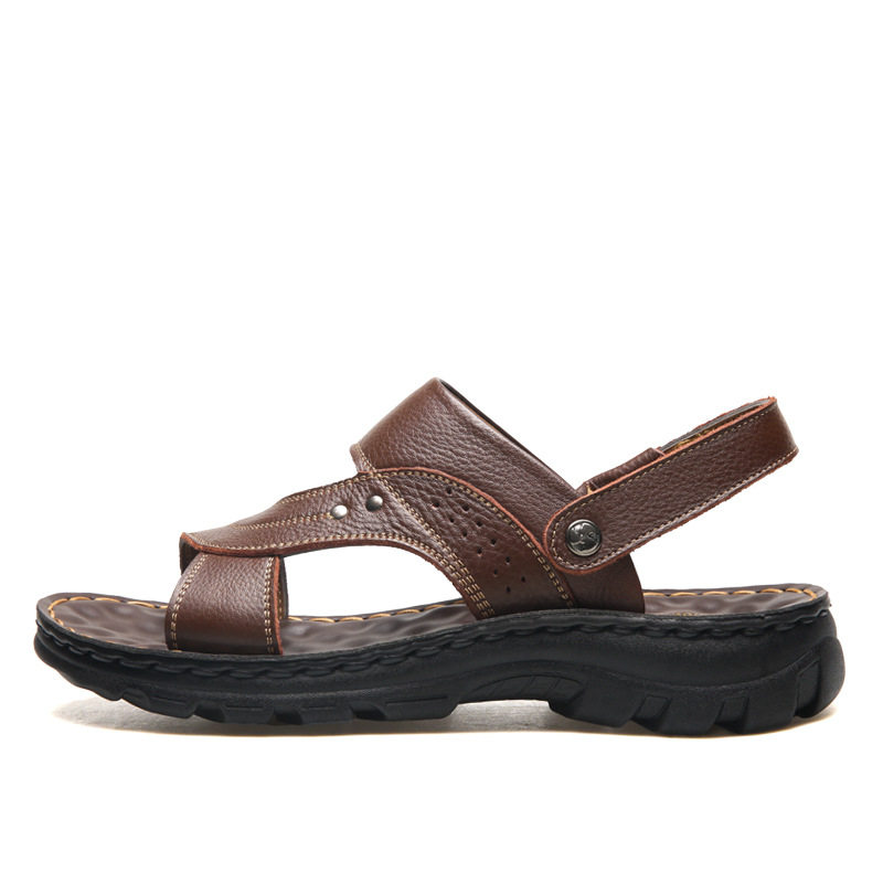 Dép sandal nam da bò lớp đầu hở ngón đế dày thoáng khí size lớn — 10135 màu đen, 10888 Màu nâu, 10888 màu đen, 12129 Màu nâu chi tiết 25
