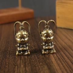 Retro Handcrafted Pure Copper Monkey Keychain Ornament Brass Monkey King Pendant Battle Saint Buddha Sun Wukong
