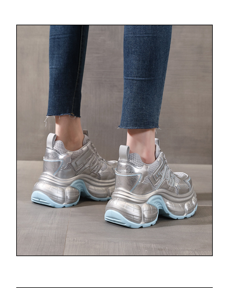 Giày sneaker nữ chunky đế dày mặt lưới thoáng khí, phong cách thể thao — màu trắng chi tiết 15