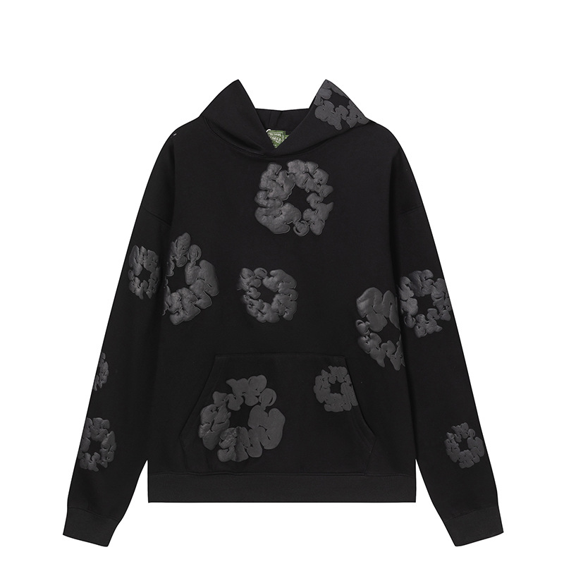 Hermosa moda hombres y mujeres del mismo estilo 555555 tela de araña espuma impresión hip hop suelta pesada Terry suéter con capucha traje