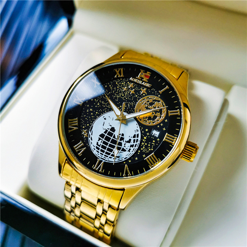 K reloj casual reloj estrellado Planeta de gama alta para hombres fondo transparente reloj mecánico automático tendencia de hebilla de mariposa de acero inoxidable