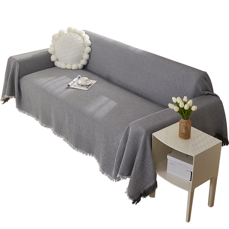 Red sólido toalla de sofá multifuncional tela antideslizante cojín de asiento cuatro estaciones toalla de punto universal cubierta a prueba de polvo