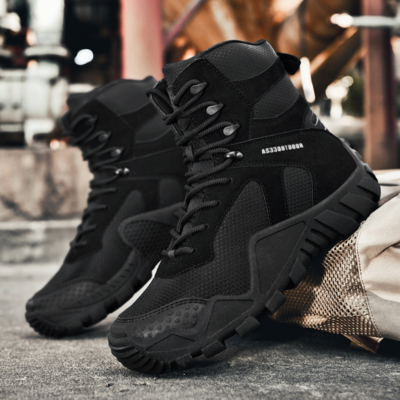 Grandes botas de entrenamiento de campo al aire libre, zapatos de montaña de alta altura, nuevos zapatos turísticos de hombre de otoño y invierno para esquí.