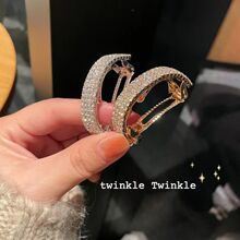 超闪水钻马尾夹小众设计弧形发夹甜美百搭发卡韩国发饰ins头饰品