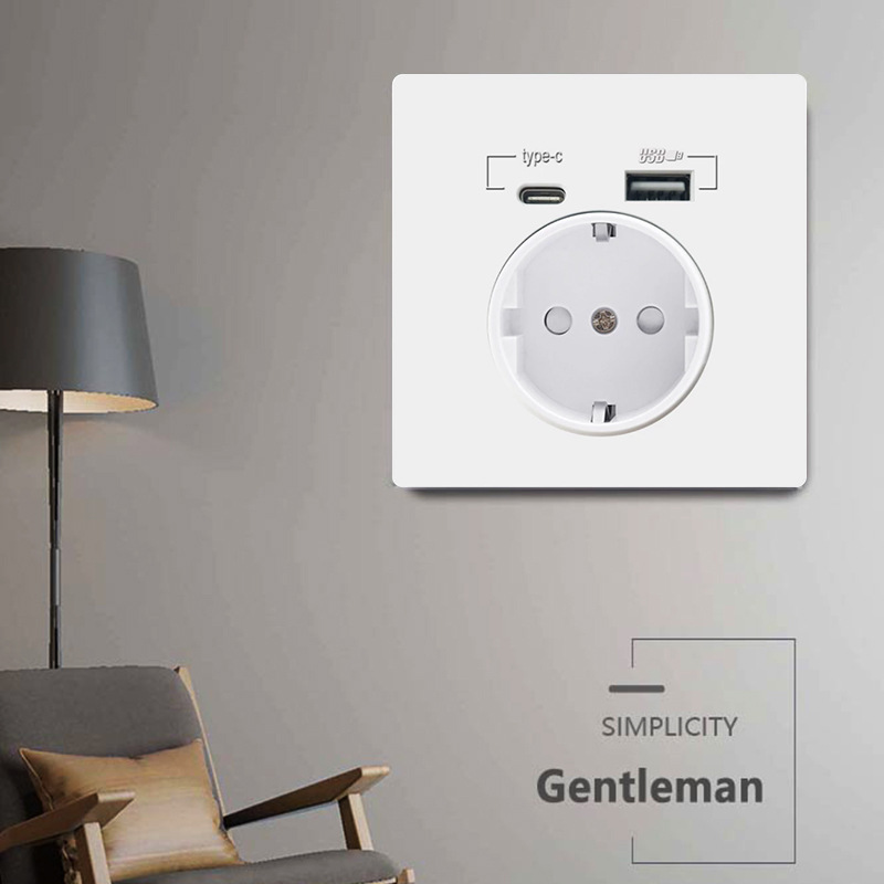 德规欧标德式插座带USB TYPEC欧洲16A Type-c欧式墙壁电源插座