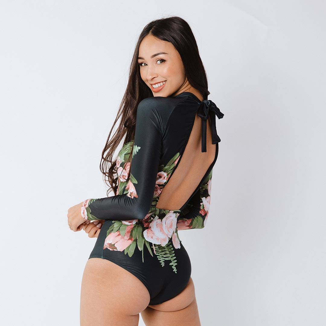 Traje de baño de primavera para mujer, adelgazante, que cubre el abdomen, traje de surf profesional para competición, traje de baño conservador 2024, estampado floral, adelgazante.