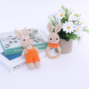 2023 new infant knitted rattle bed Bell plush animal sound doll baby early education toys wholesale