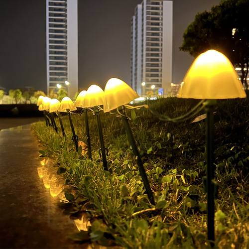Outdoor courtyard decoration luminous mushroom string lights cross-border waterproof ground nail solar mushroom led small lights