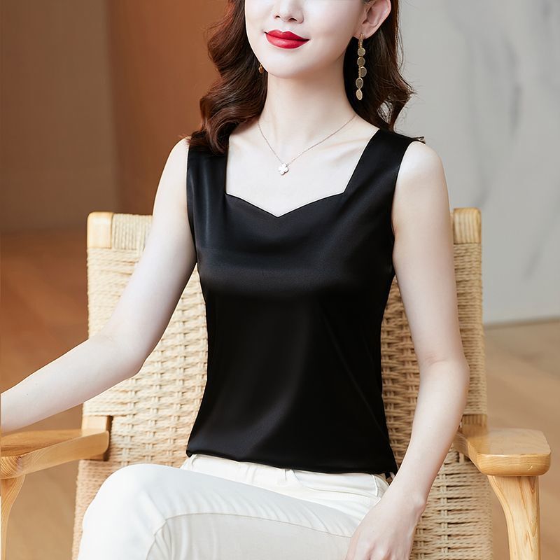 Satin Sleeveless Camisole for Women, New Summer Style, Slimming Plus-Size Outerwear, Fashionable and Stylish Inner Top Satin Sleeveless Camisole for Women, New Summer Style, Slimming Plus-Size Outerwear, Fashionable and Stylish Inner Top