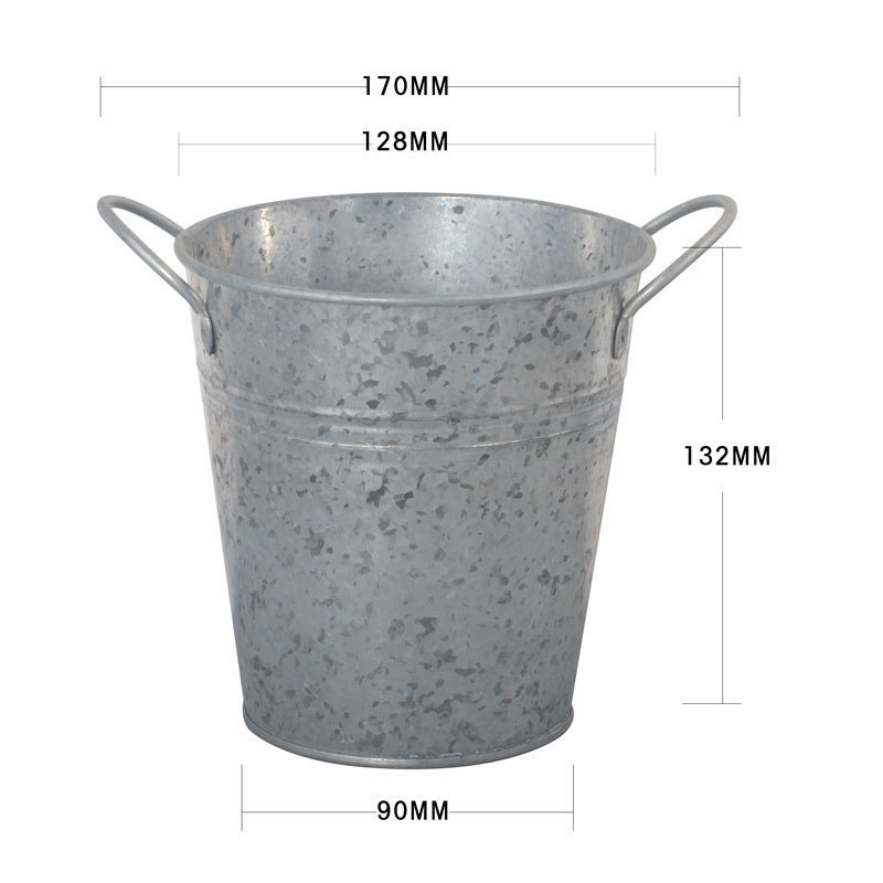 Lugar de fábrica Cubo de hierro retro Maceta de hierro binaural Cubo de flores de simulación de flores Cubo de flores de hierro blanco Flor creativa