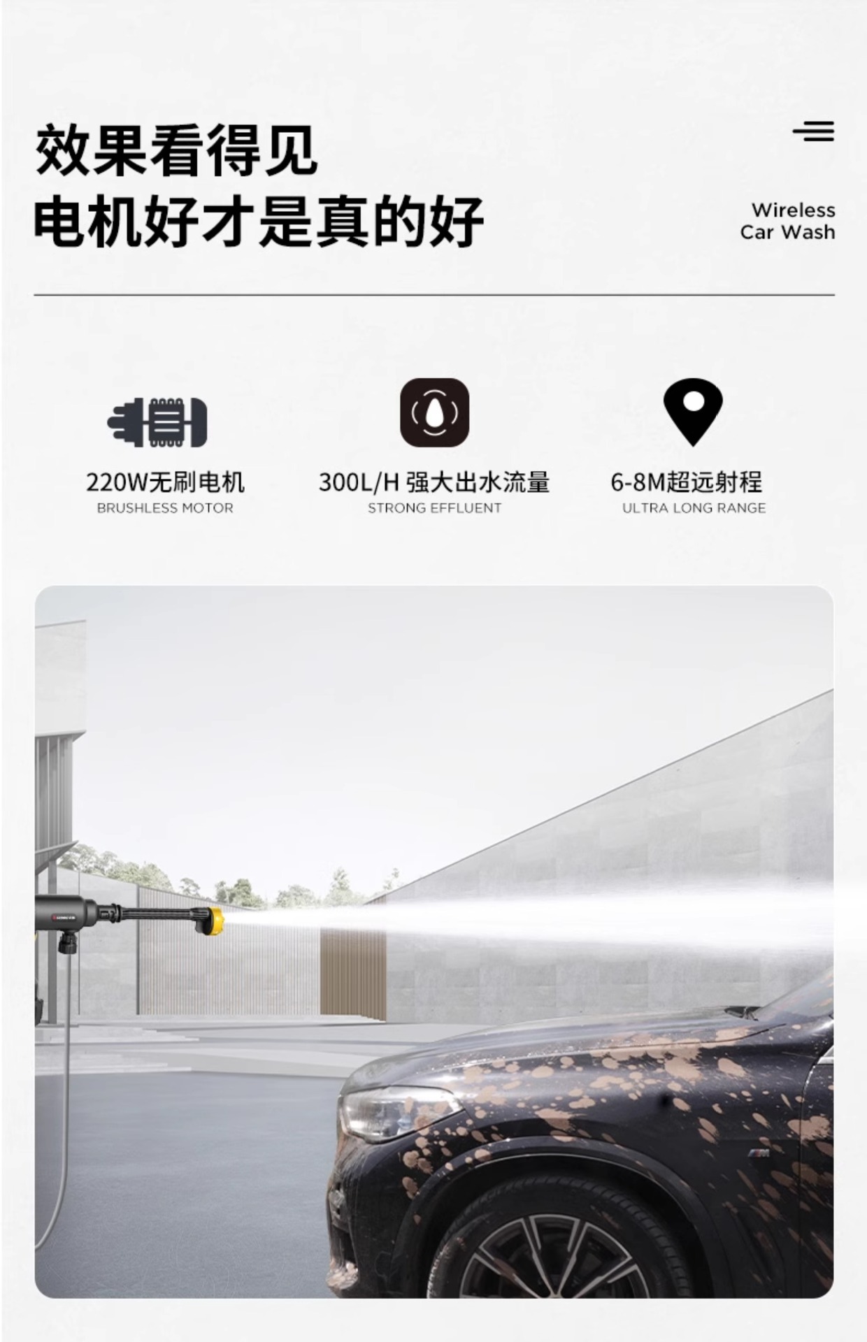 For Zhigao cordless car washer high pressure household water gun